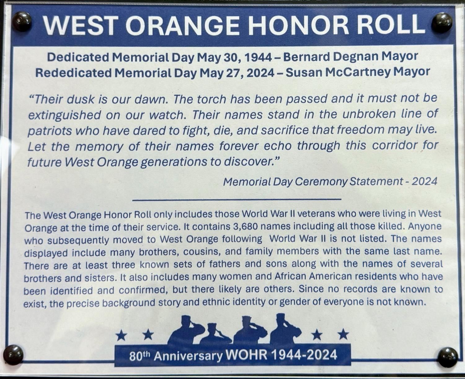 Rededication Plaque